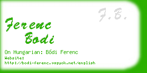 ferenc bodi business card