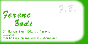 ferenc bodi business card